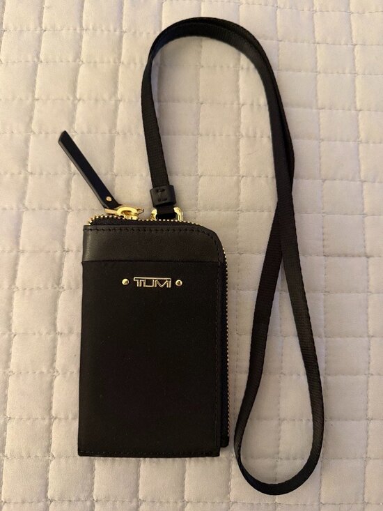 TUMI Handbags - TUMI Vista SLG Lanyard Badge ID Holder Black Gold Never Used